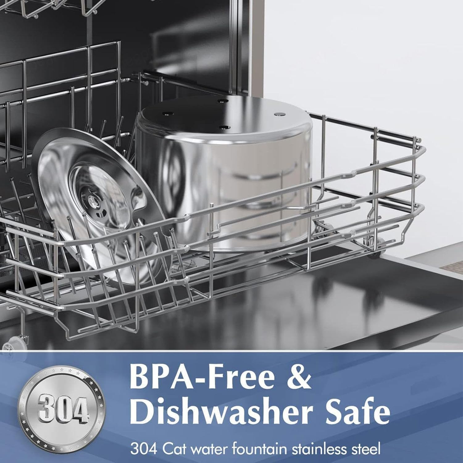 Dog Water Bowl 2L/67OZ Automati Pet Water Fountain Stainless Steel inside Ultra-Quiet Pump Cat Water Fountain for Small/Large Cats and Dogs Pet Bowl image number 1