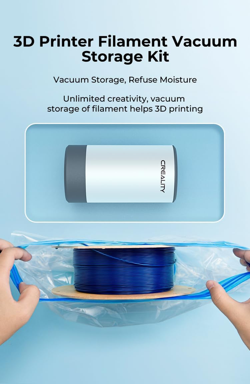 Creality Upgraded 3D Printer Filament Storage Bag Kit Prevent and Monitor Moisture PLA Storage Dry Bags (8 X Vacuum Sealed Bags,1 X Electric Vacuum Pump, 8 X Desiccant), 40X40Cm image number 2