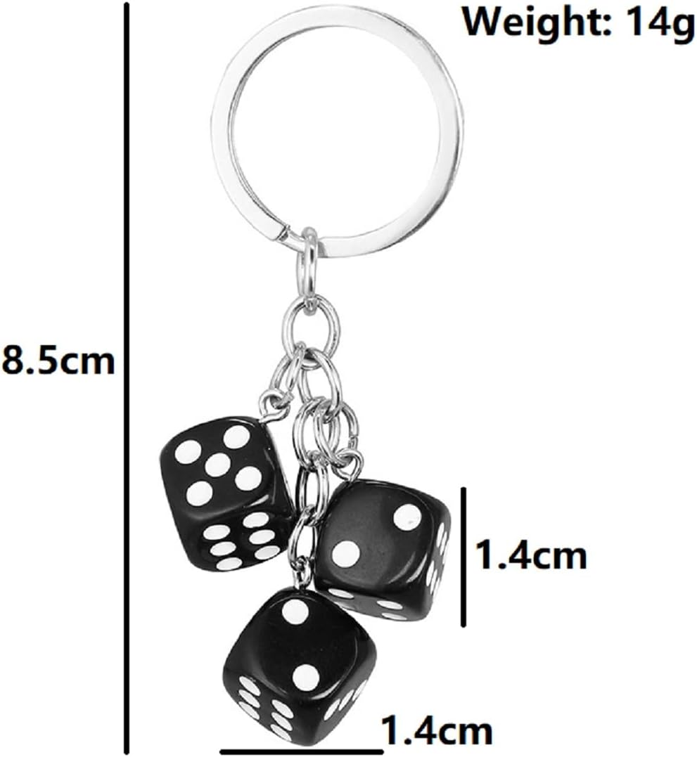Dice Keychain for Women and Girls - Funny Key Ring, Cute Amulet Keyring, Black Punk Accessories Gift image number 2