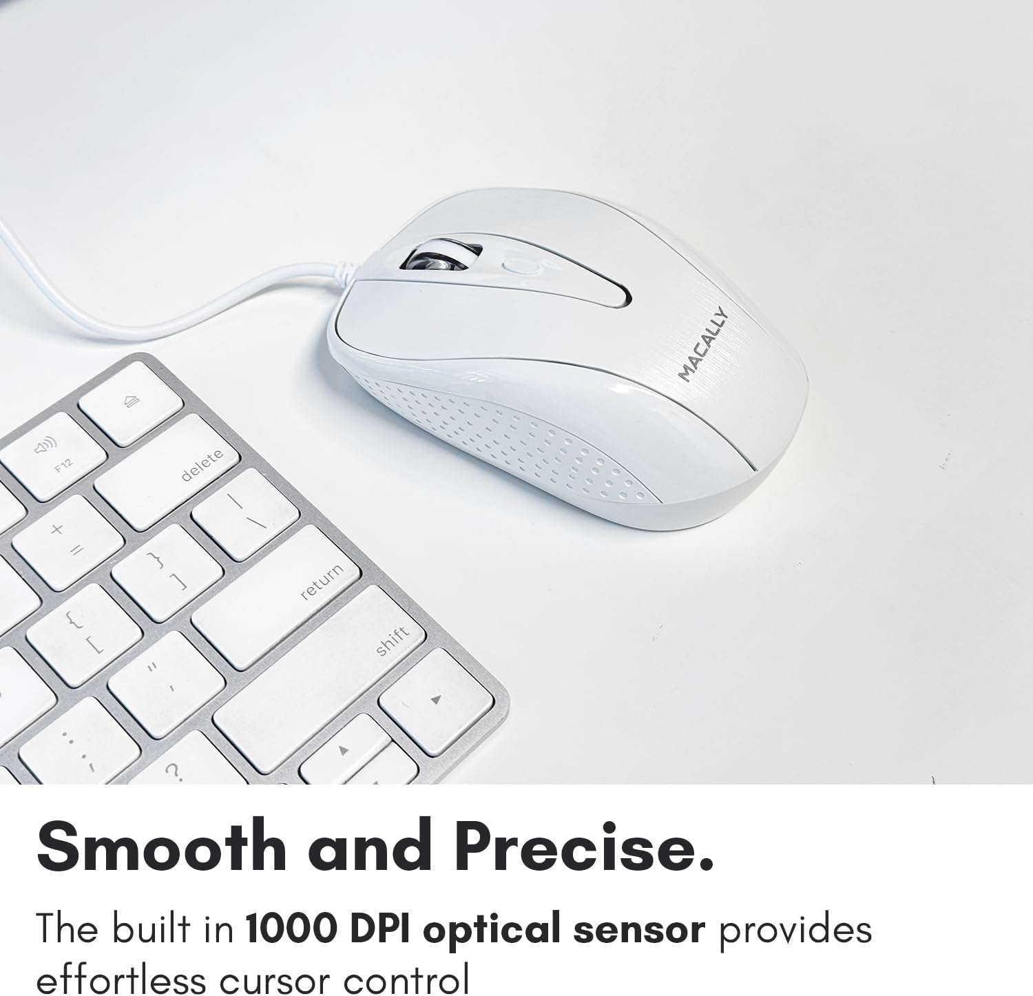 Macally USB Wired Mouse with 3 Button, Scroll Wheel, & 5 Foot Long Cord, USB Mouse for Laptop and Desktop, Computer Mouse Wired Compatible with Apple Macbook, Imac, Mac Mini, Windows PC, & Chromebook image number 6