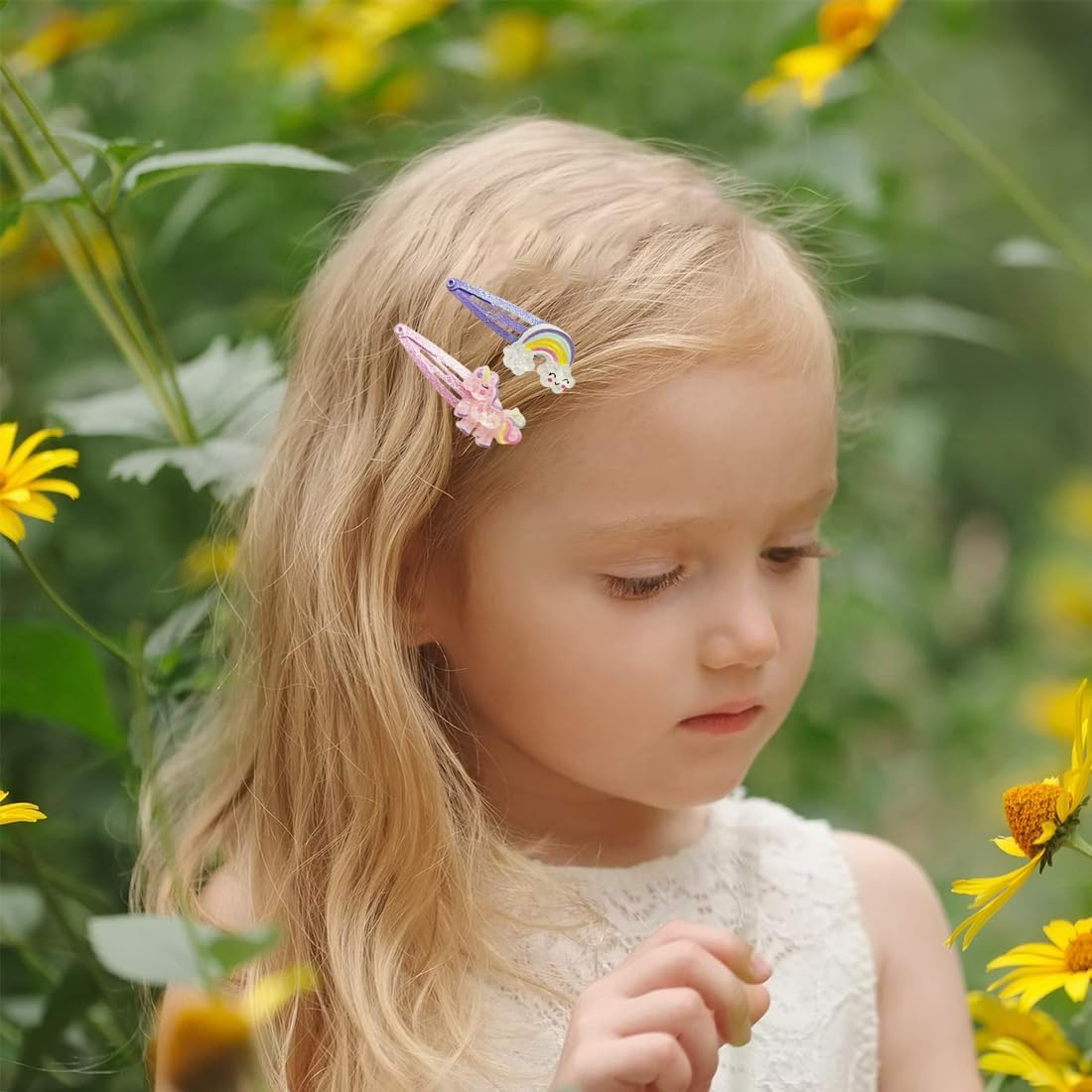 UEAVOID 6 Pairs / 12 Pack Children'S Hair Clips Girls Glitter, Mermaid, Butterfly, Rainbow, Flowers Hair Accessories, Cute Hair Clip Small for Birthday Party Gift (Multi-Colour) image number 1