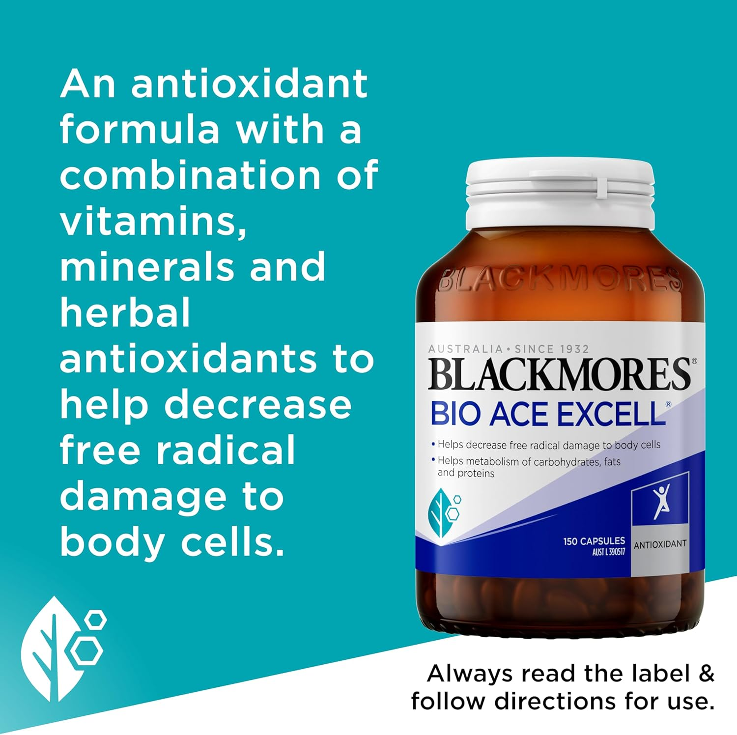 Blackmores Bio ACE Excell | Antioxidant Formula | Supports Energy Production | 150 Capsules image number 3