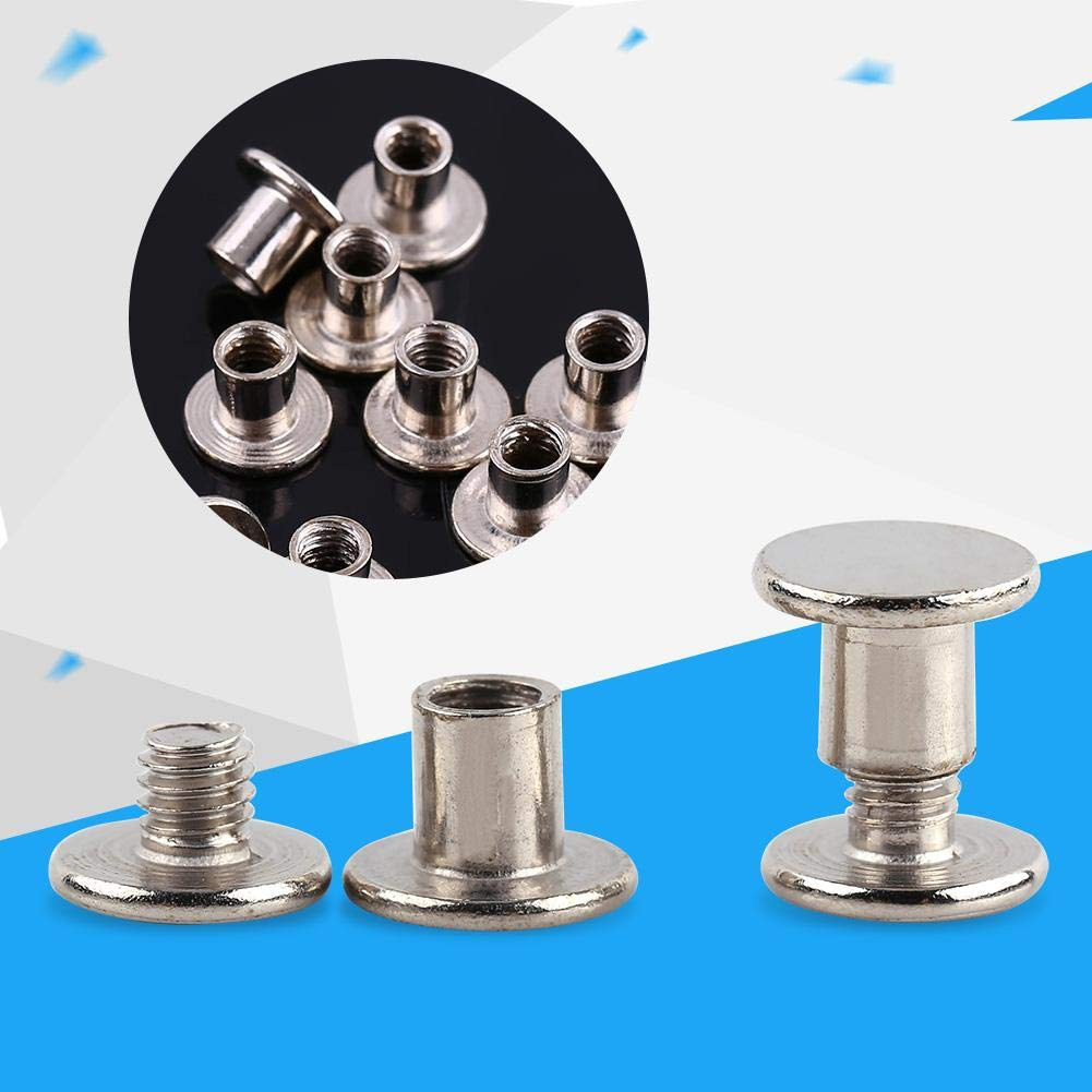 100Pcs Leather Rivets M5*6Mm Silver Iron DIY Binding Chicago Screws round Rapid Studs for Leather Photo Album Craft Repairs Decoration image number 4