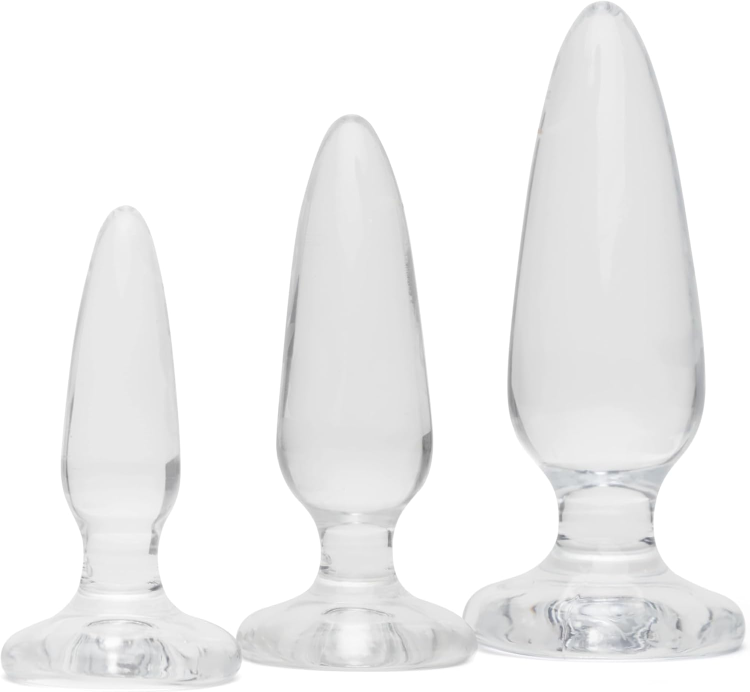 Lovehoney Anal Training Kit - 3 Piece Crystal Clear Butt Plug Set - Progressive Size Small to Large Suction Cup Anal Plugs - 2.5-4 Inch Adult Sex Toys for Men, Women & Couples image number 4