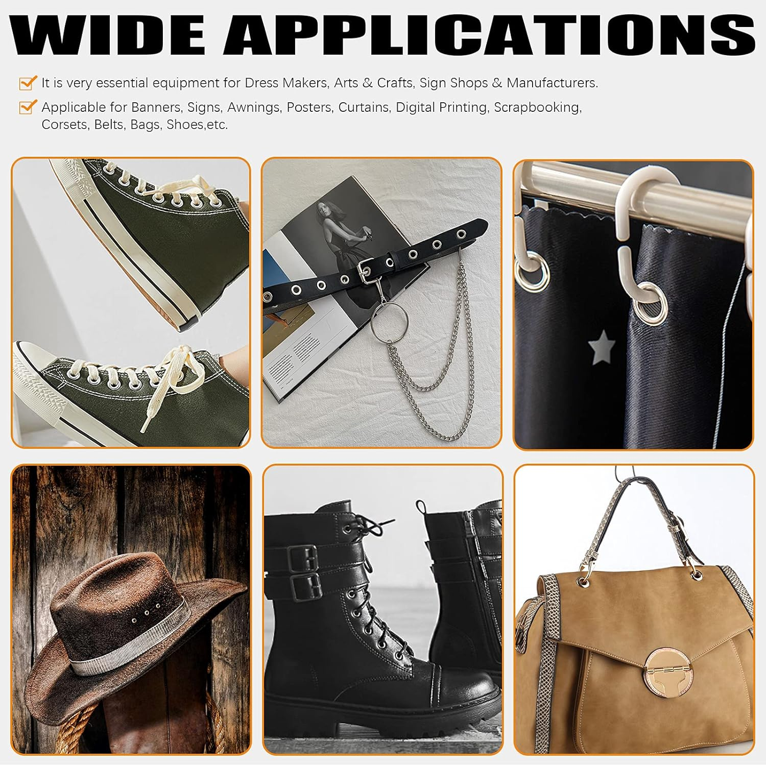 Rustark 3007Pcs Hand Press Grommet Machine 3 Dies Heavy Duty Eyelet Hole Punch Tool Kit W 3000Pcs Grommets Eyelets, 3Pcs Installing Tools Rivet Press Setter for Curtains Bag Belt Jeans Shoes, 0#2#4 image number 3