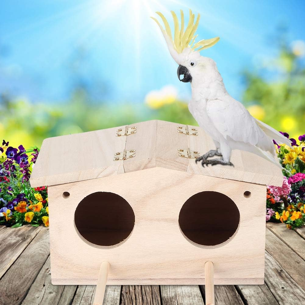 Bird Nests, Wooden Pet Bird Nests House Breeding Box Cage Birdhouse Accessories Artificial Birdnest Birdhouses Garden Nature Art Craft Home Decoration for Parrots Sw image number 2