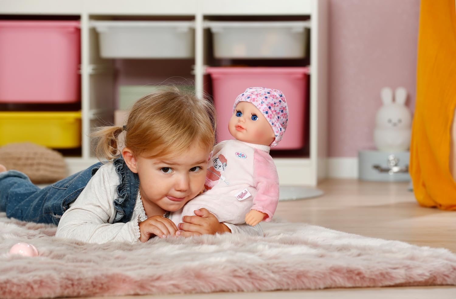 BABY Born Anna Rose - 36Cm Doll with Soft Touch Fabric Body, Pink Romper, and Sleeping Eyes Feature - Includes Bottle - Suitable for Children from 1 Year Old image number 4