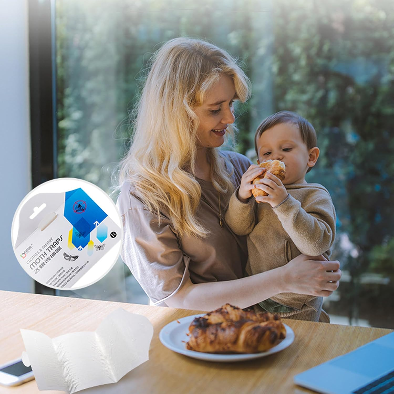 4-Pack Pantry Moth Traps with Pheromones: Efficient, Safe, Non-Toxic Sticky Glue Traps for Indoor Food Cupboards and Kitchens image number 5