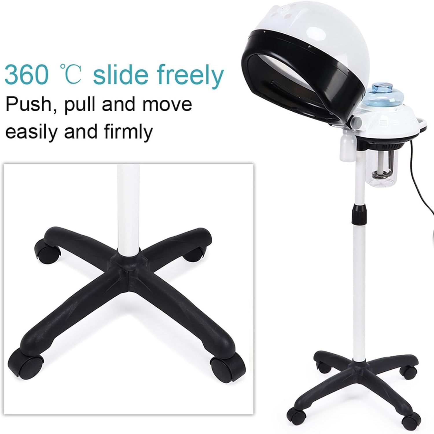 Professional Hair Steamer with Adjustable Height & 360&deg; Mobility - Ideal for Salon Spa Hair Care, Perming, and Conditioning