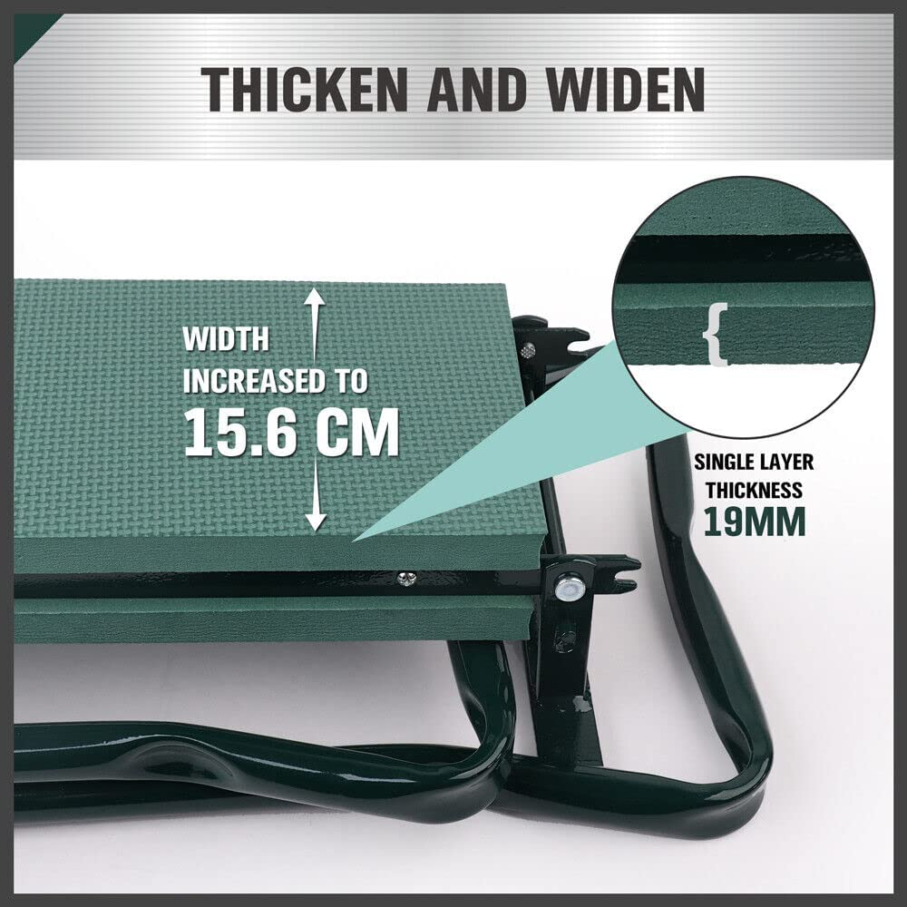 HORUSDY Garden Kneeler and Seat, Heavy Duty Foldable Gardening Stool Kneeling Bench with Tool Storage Pouch and Soft EVA Kneeling Pad for Women Men Gardener image number 3