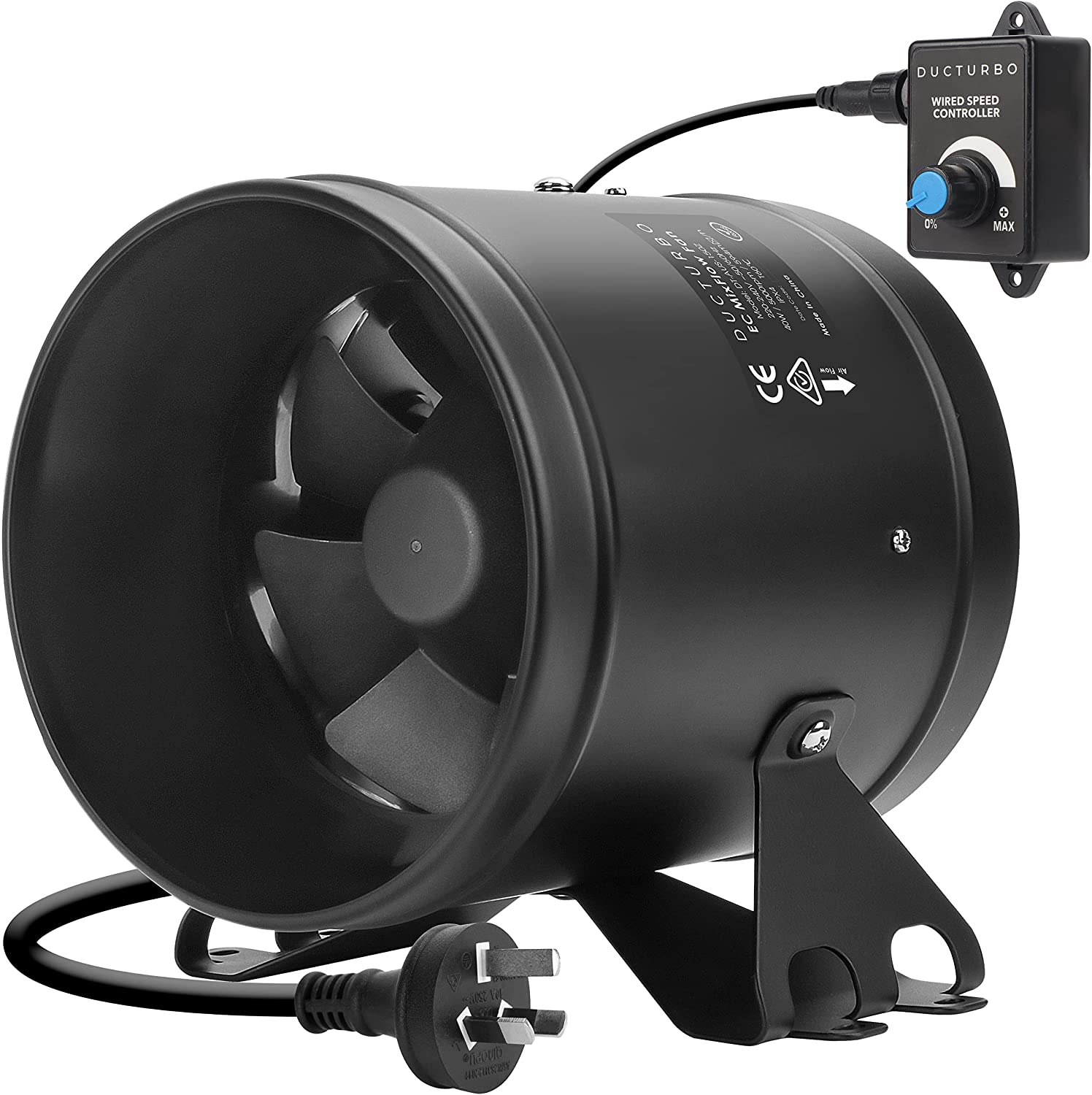 6 Inch Inline Duct Fans, 350 CFM Ventilation Exhaust Fan Ideal for Indoor Heating Cooling Transfer or Grow Tents Air Boosting, with Variable Speed Controller