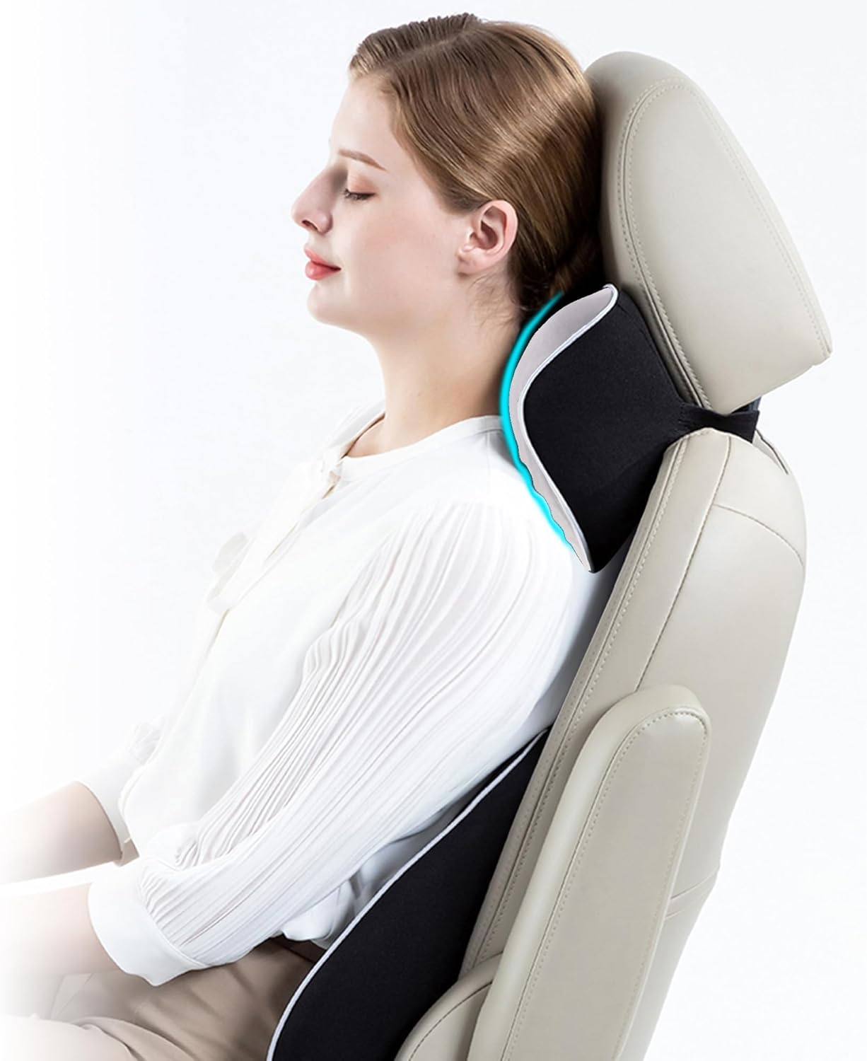 ANTETOKO Car Pillow for Neck Pain Relief and Cervical Support,Pure Memory Foam Car Neck Pillow for Car Seat with Adjustable Strap and Washable Cover,Car Headrest Pillow for Ergonomic Design (Grey) image number 1