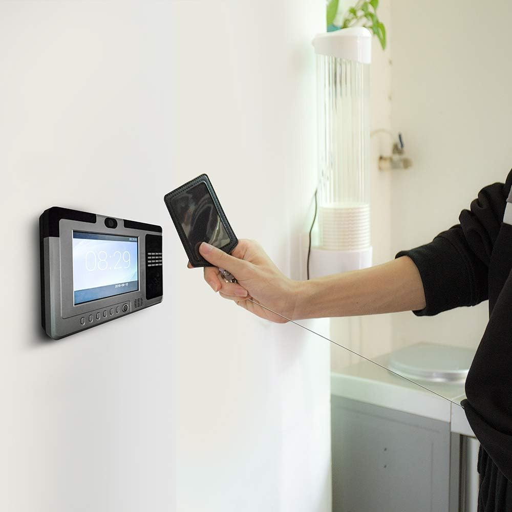 LH-2 Pack Badge Holders, Vertical PU Leather ID Badge Card Holder with 1 Clear ID Window, with Detachable Neck Lanyard Strap and Retractable Badge Reel ID Card Holders Set image number 2