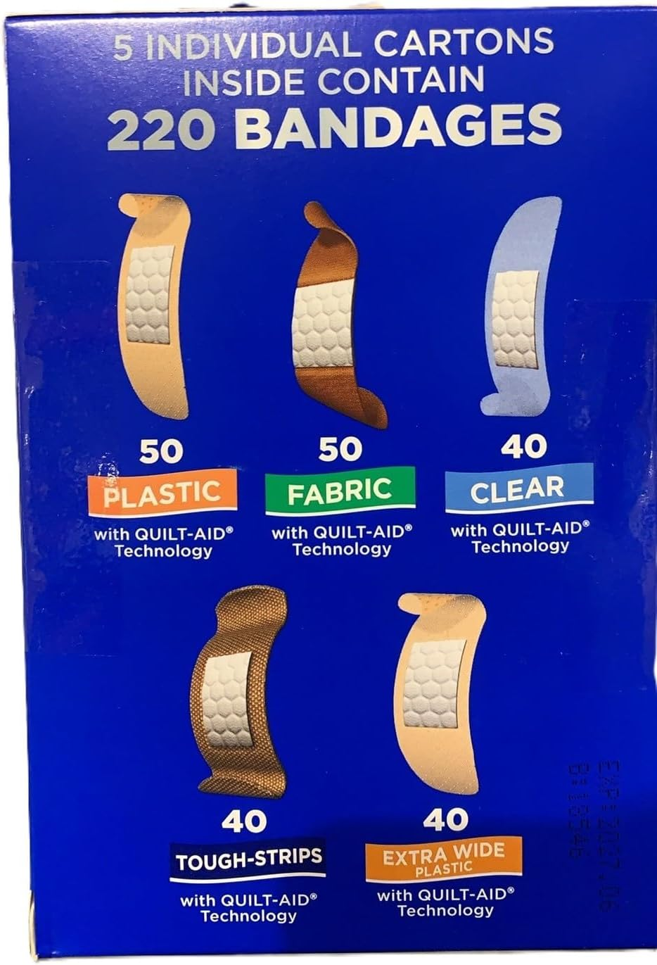 Band-Aid Assortment Pack, 220 Bandages, Mixed Varieties, Plastic, Fabric, Clear and Extra Wide