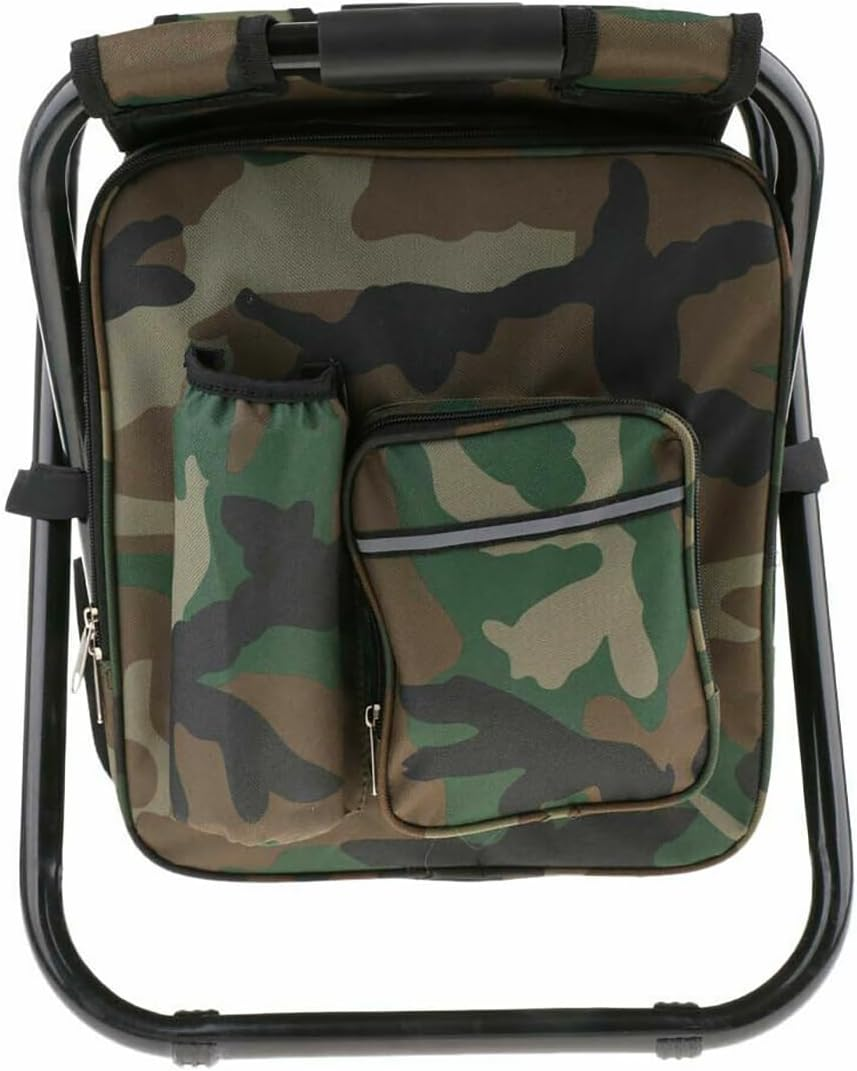 AIMALL Portable Folding Backpack Chair with Cooler Bag, Durable 600D Oxford Fabric, Iron Frame, Waterproof EVA, for Camping, Fishing, Beach