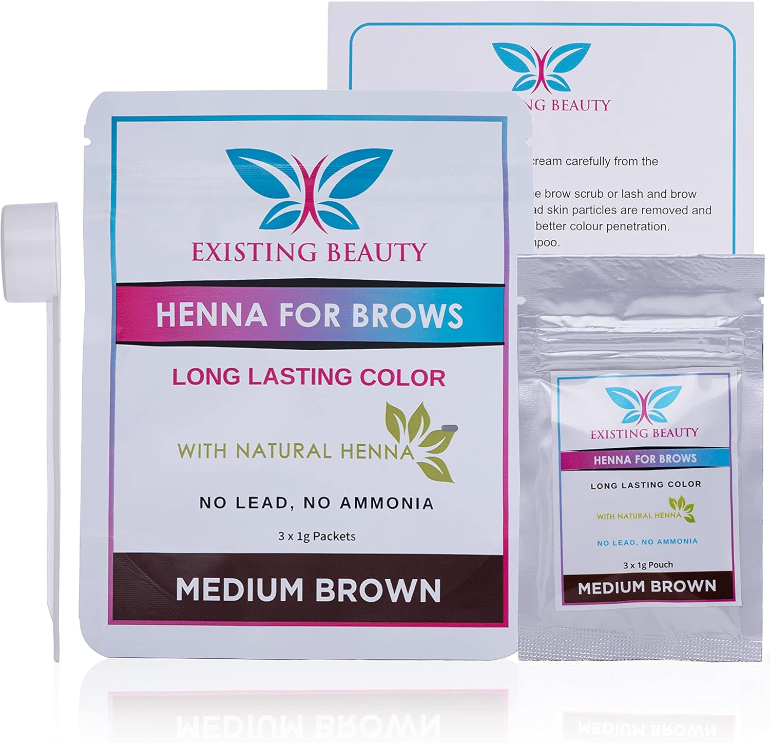 (Medium Brown) - Existing Beauty Medium Brown Eyebrow Henna for Eyebrow Colour- Professional Henna Brow Tint Kit Including Use Instructions and Mixing Bowl 3X 1G Packets Brow Dye image number 4