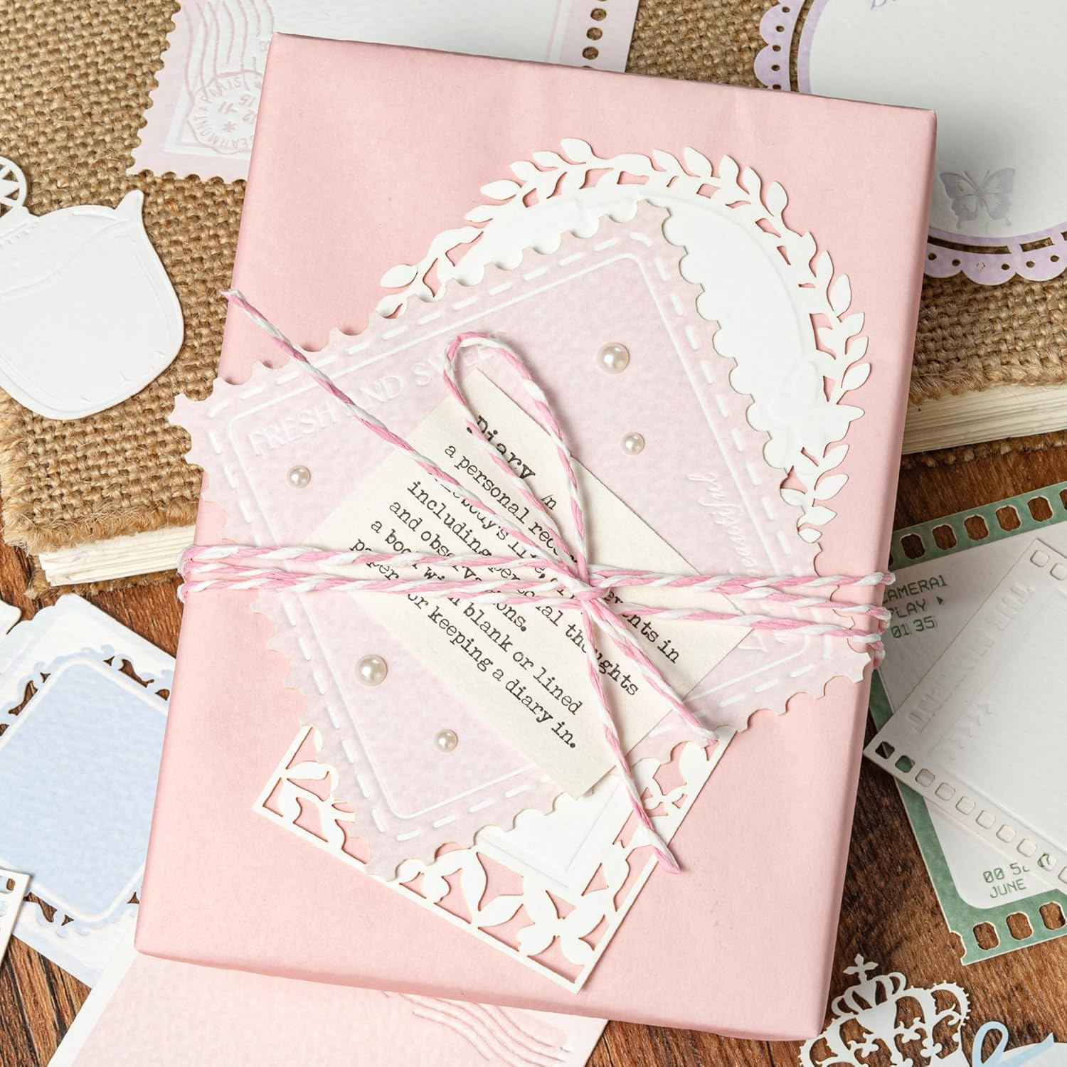 2 Packs Vintage Scrapbook Cutout Paper Window Frame Decorative Paper Butterfly Bottle Film Deco Paper for Card Making DIY Photo Album Notebook Scrapbooking Handmade Arts and Crafts (Shine) image number 2