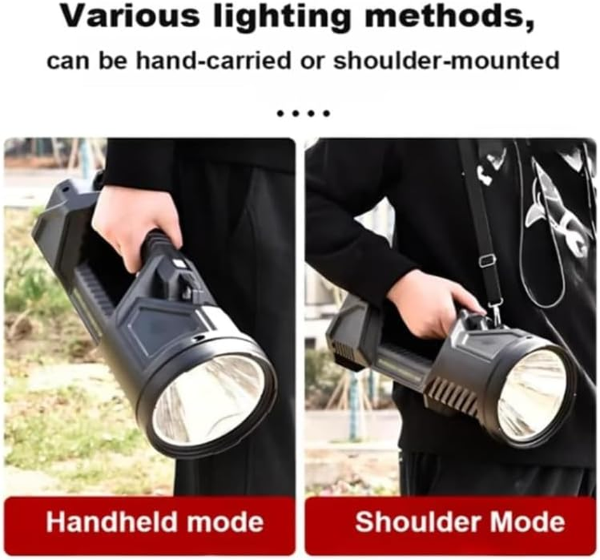 New German 1000000 Lumens Waterproof Spot Lights Handheld Large Searchlight,Super Bright Spotlight Flashlight, Super Bright Outdoor Searchlight, Multifunctional Mini Super Strong Led Flashlight (S) image number 5