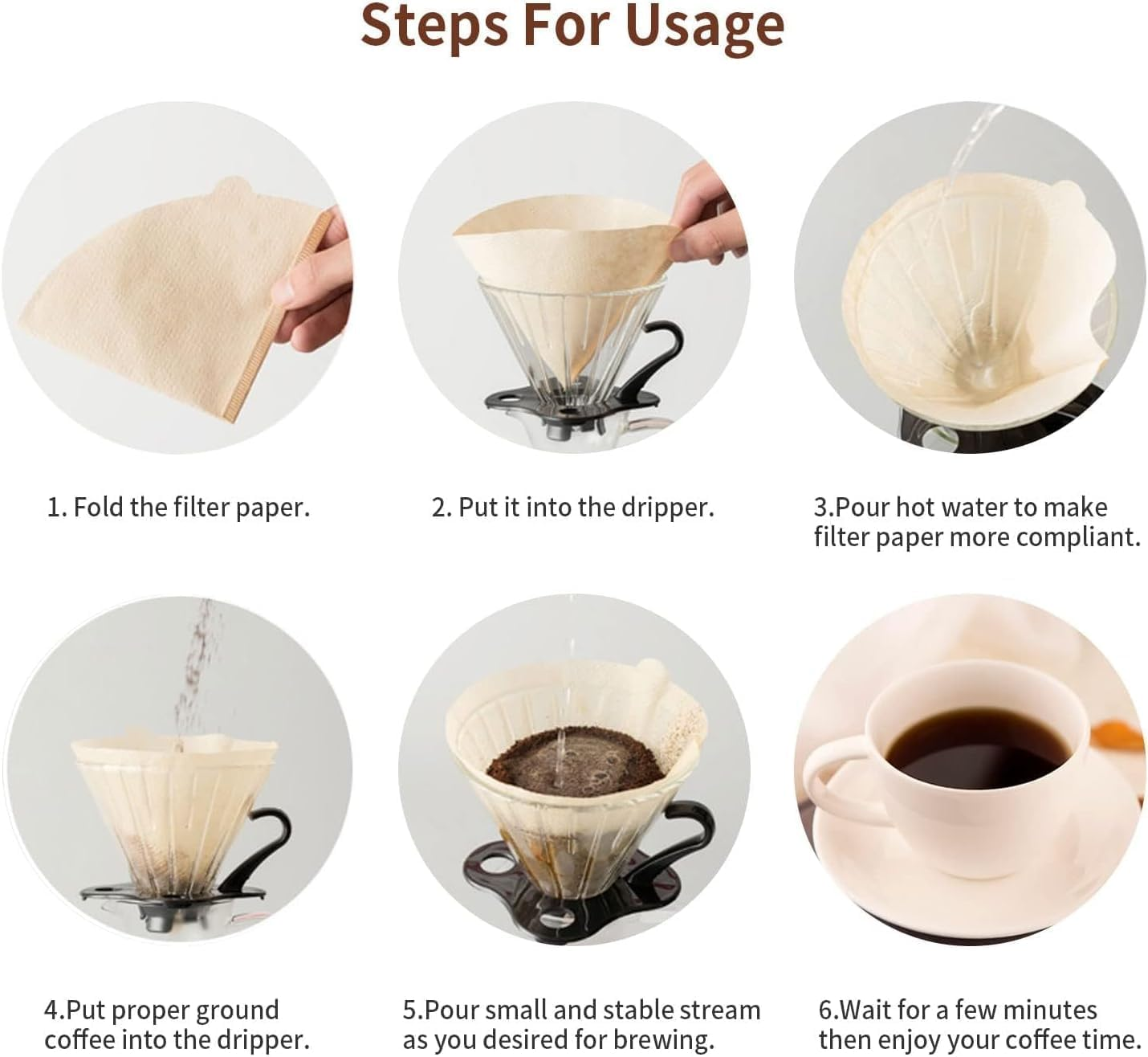 Natural Coffee Filters Paper-200 Count, Size 02 Unbleached Cone Coffee Filters, Disposable Natural Paper Filters 2-4 Cup, 02 Cone for Pour over and Drip Coffee Maker image number 4