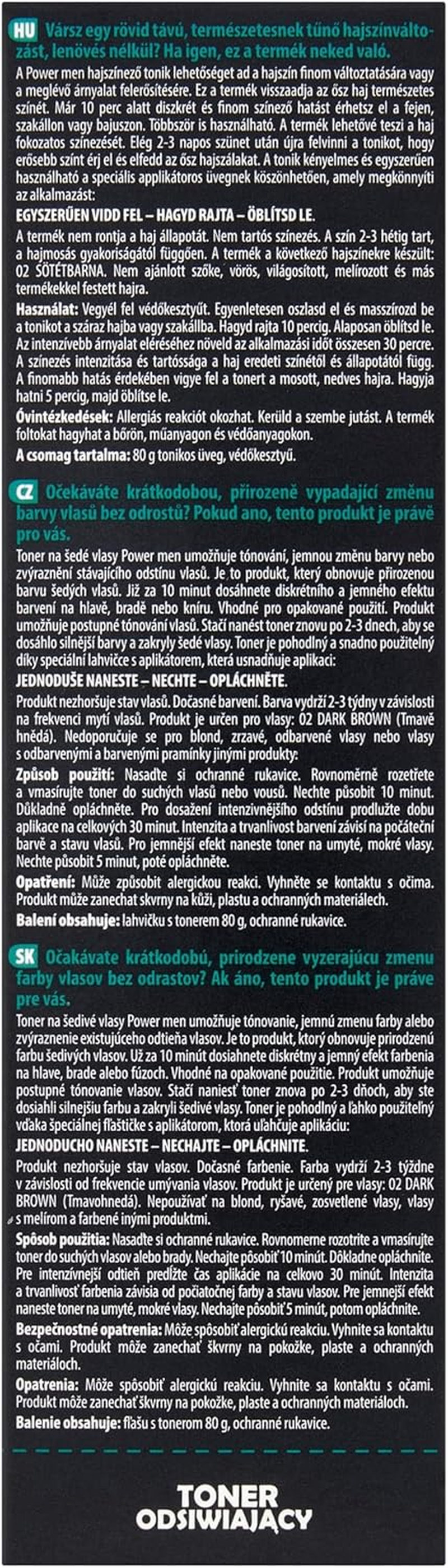 JOANNA Power Men Toner Dark Brown - Grey Hair Conceals in 10 Minutes - Toning for Men - Dark Brown Hair Toner for Beard & Hair - without Roots - 80 G image number 1