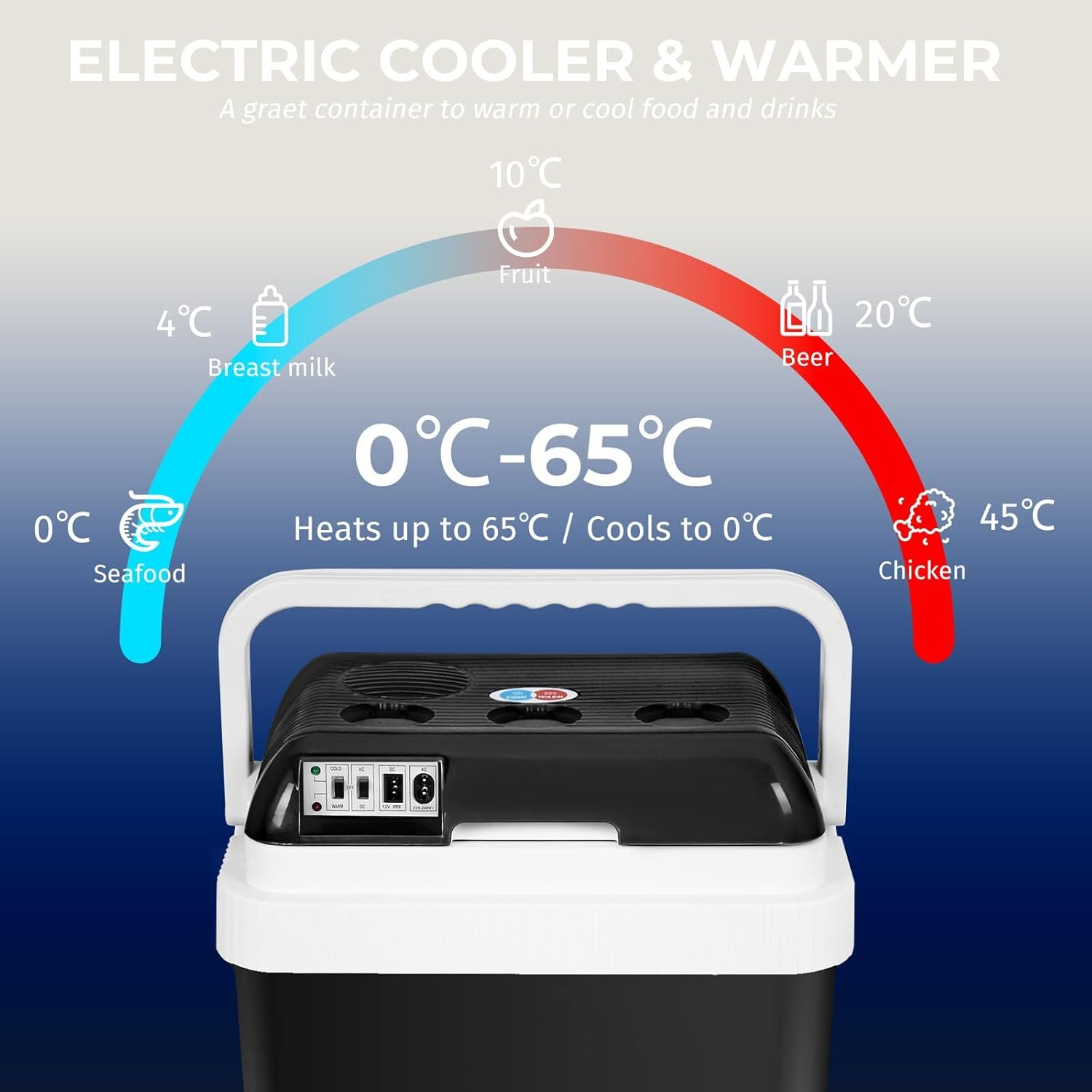 24 Liter Mini Car Fridge, Portable Camping Refrigerator Thermoelectric Iceless for Home Travel, Black