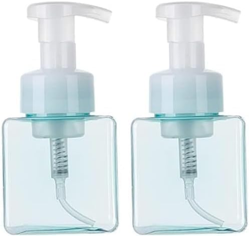 Refillable Plastic Pump Bottles, 250Ml, Square Foam Dispenser, Empty Liquid Hand Soap Bottles, Foaming Shampoo Dispenser for Body Wash Tools and Accessories (Light Blue, One Size) image number 2