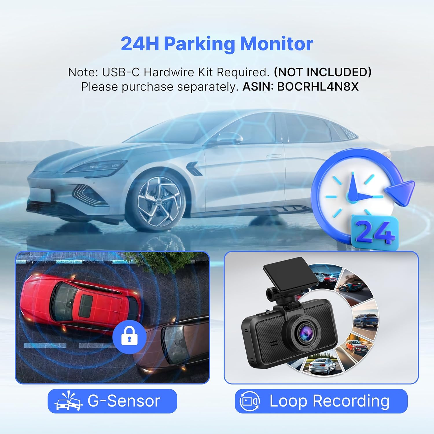 Miofive 4K Wifi Dash Cam Hidden Car Camera with a 32GB SD Card Included, 5G Wifi and Bluetooth App, GPS, Loop Recording, G-Sensor, HDR, Night Vision, 24-Hour Parking Monitor, Supports up to 512GB Max image number 1