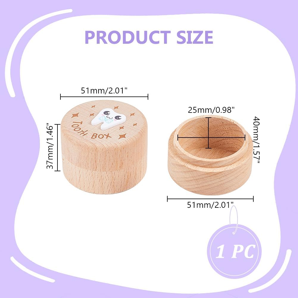 1Pc Wood Tooth Organizer Boxes with Tooth Star Pattern Memory Box Wooden Teeth Keepsake Storage Box for Parents Teeth Collection Storage image number 4