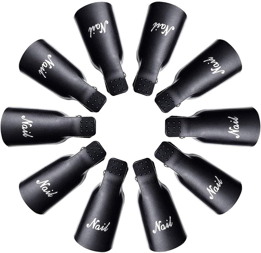 IME Nail Polish Remover Clips Set, Nail Art Gel Cap Soak Clip UV Manicure Soaking Away Nail Clips Gel Polish Remover Wrap Tool Black Pack of 10 image number 3