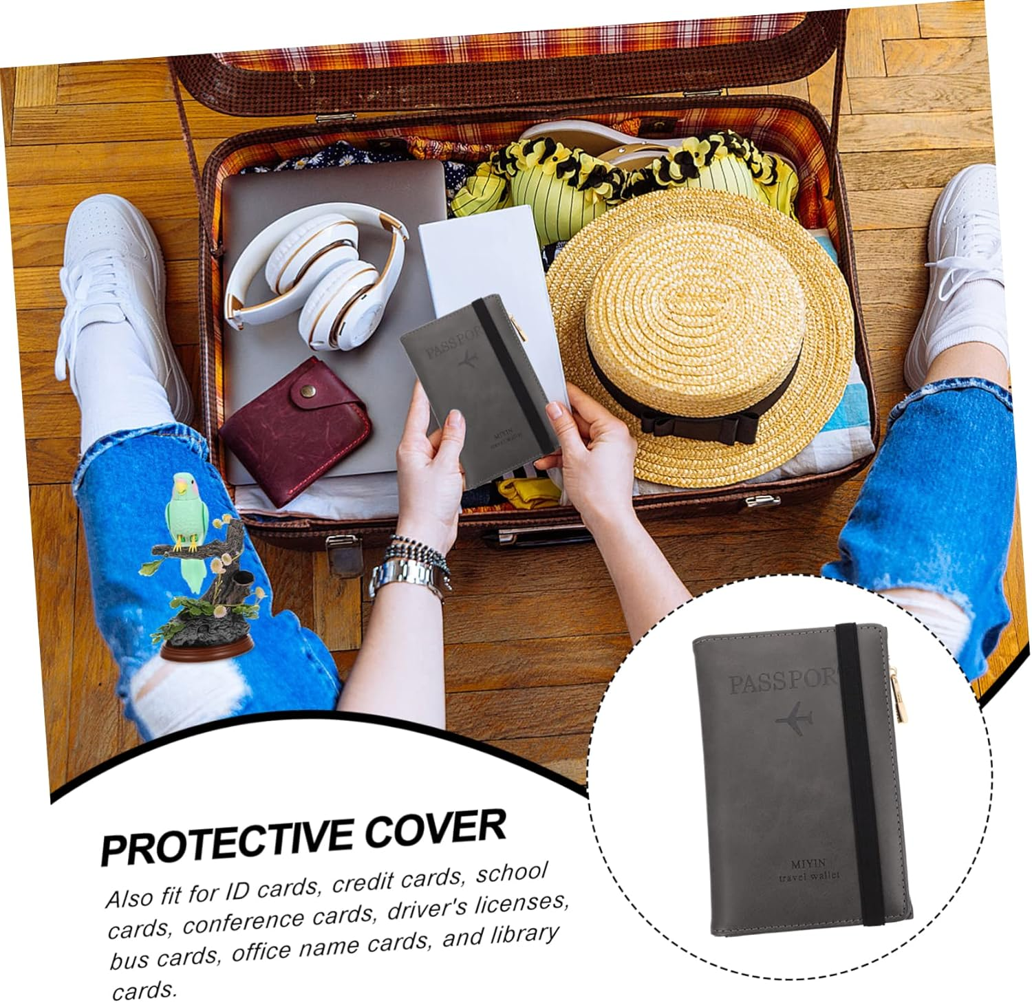 MAGICLULU Passport Bag Zipper RFID Cards Protective Cover Pu Material Suitable for Travel and Daily Use Keeps Your Passport and Cards Secure image number 1