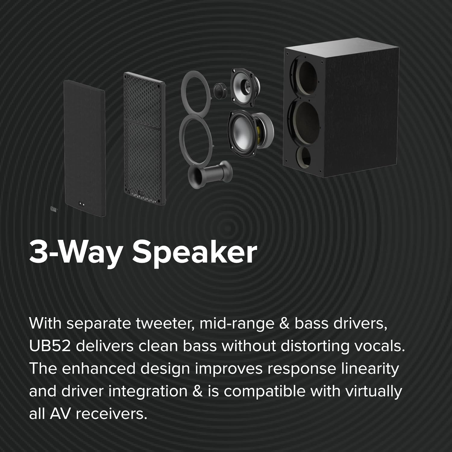 ELAC Uni-Fi 2.0 UB52 Bookshelf Speakers (Pair), Black (UB52-BK) image number 3