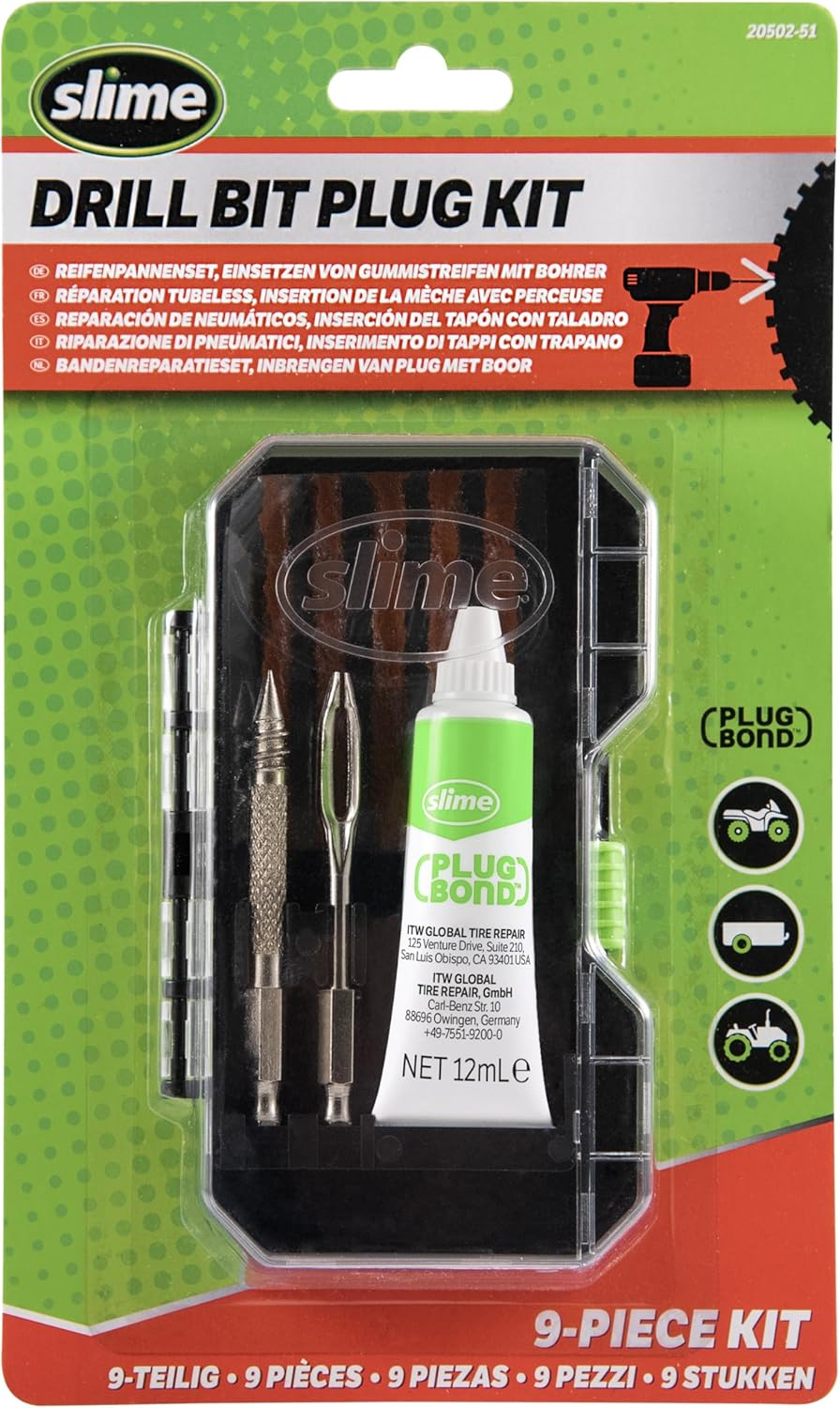 Slime 20502-51 Tyre Seal Plug Drill Bit Set Fits All Drills Easiest Tyre Plug Option (9 Piece Set) image number 2