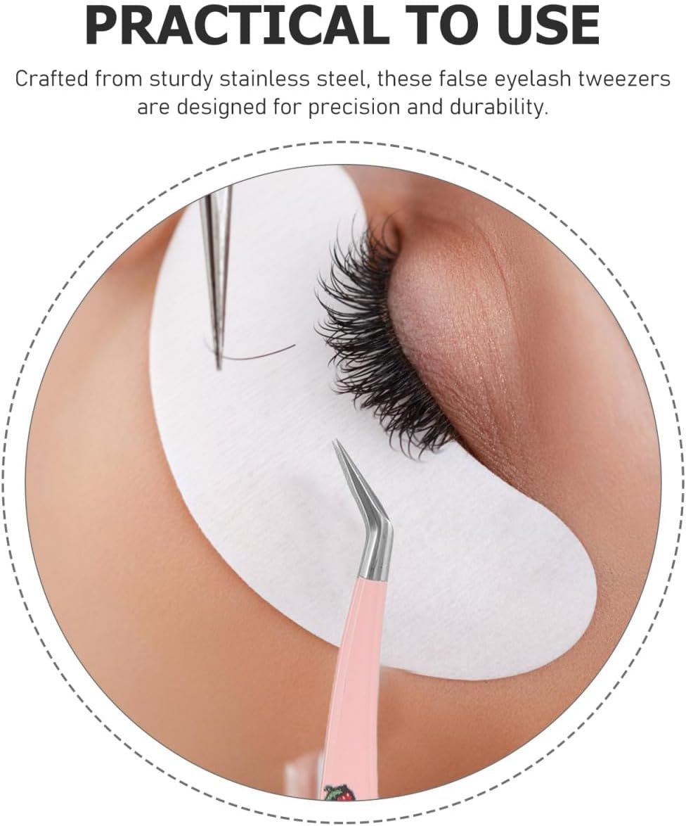 Minkissy Stylish Lash Extension Supplies High Precision Stainless Steel Tweezers Set of 3 Fiber Tips for Easy Applicati image number 5