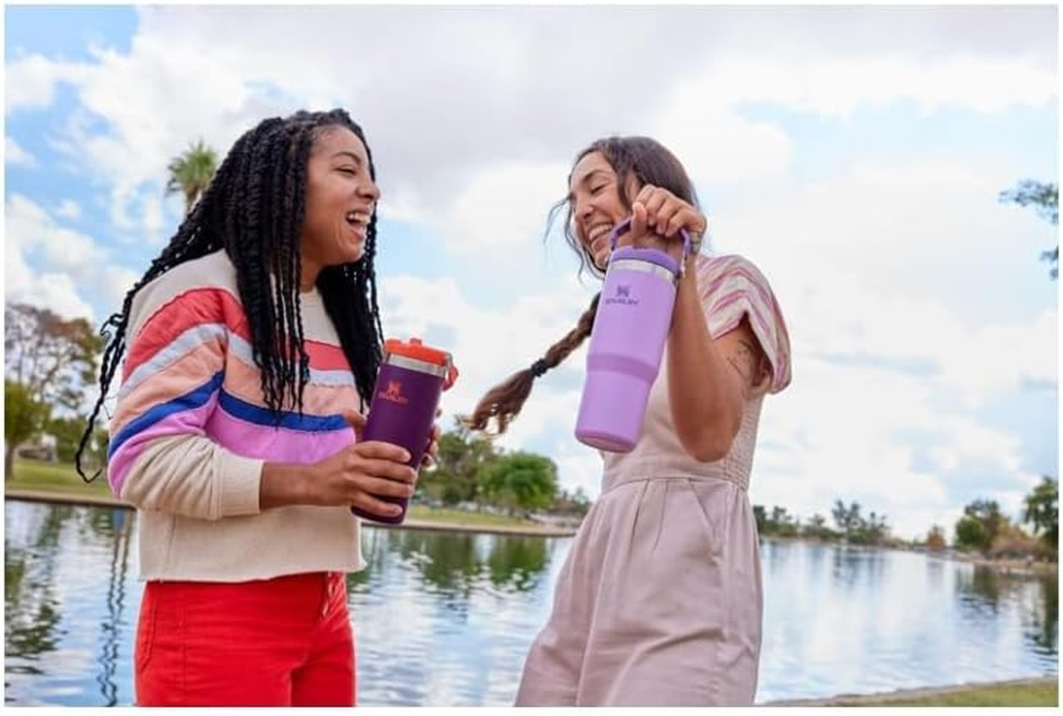 Stanley Iceflow Stainless Steel Tumbler - Vacuum Insulated Water Bottle for Home, Office or Car Reusable Cup with Straw Leak Resistant Flip Cold for 12 Hours or Iced for 2 Days, Plum, 30OZ