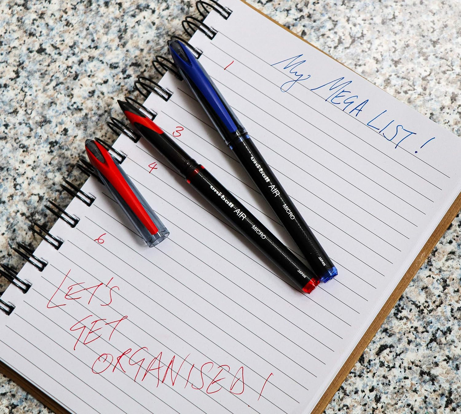 Uni-Ball UB-188-M Micro Air Rollerball Pens. Premium 0.5Mm Nib for Super Smooth Handwriting. Writes like a Fountain Pen. Fade and Water Resistant Liquid Uni Super Ink. Box of 12 Blue Ballpoint Pens image number 2