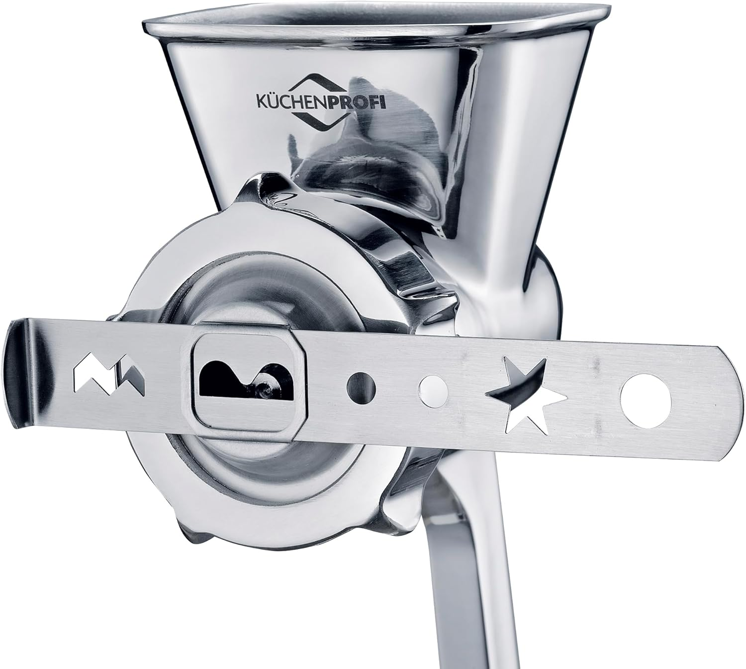 K&uuml;chenprofi Solido Stainless Steel Mincer 2.0 Manual Including 3 Perforated Discs, Biscuit Attachment and 3 Sausage Filling Attachments, with Extra Large Table Clamp 12 X 10 X 40 Cm image number 5