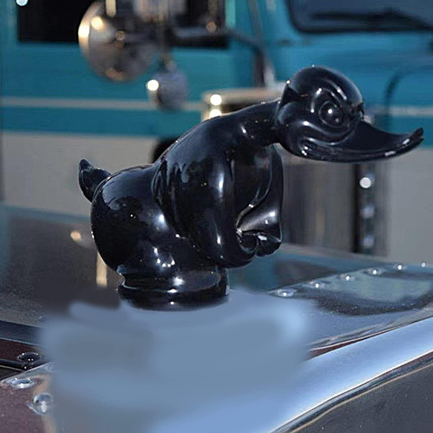 3D Chromed Duck Hood Ornament, Bar Pub Club Wall Decor, Death Proof Duck Black Alloy Duck Hood Ornament, Novlty Car Decoration Accessories, Front Hood Car Sticker Qzjijosen (Black) - Black image number 5
