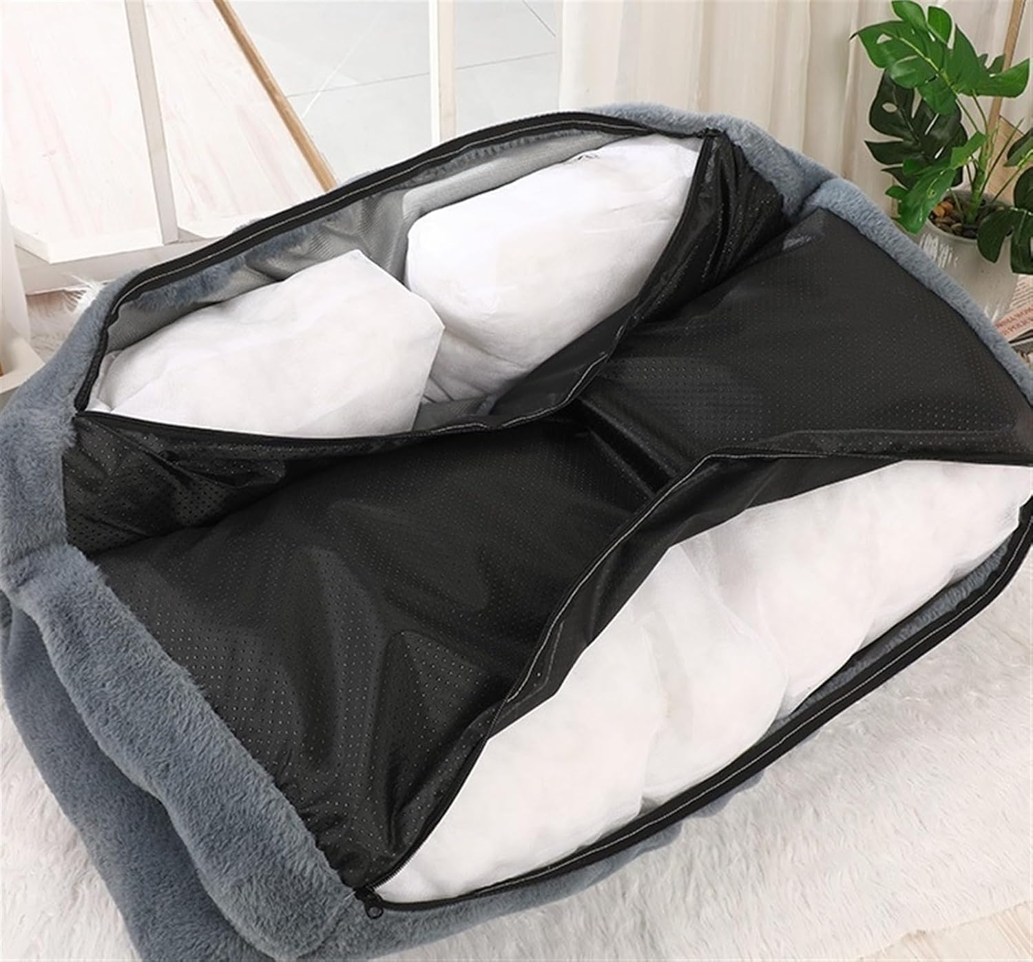 Revuera Pet Sofa, Washable Fluffy Pet Sofa Plush Pet Sofa anti Slip Dog Bed for Couch Pet Calming Sofa Couch Bed (Color : Gray, Size : X-Large) image number 3