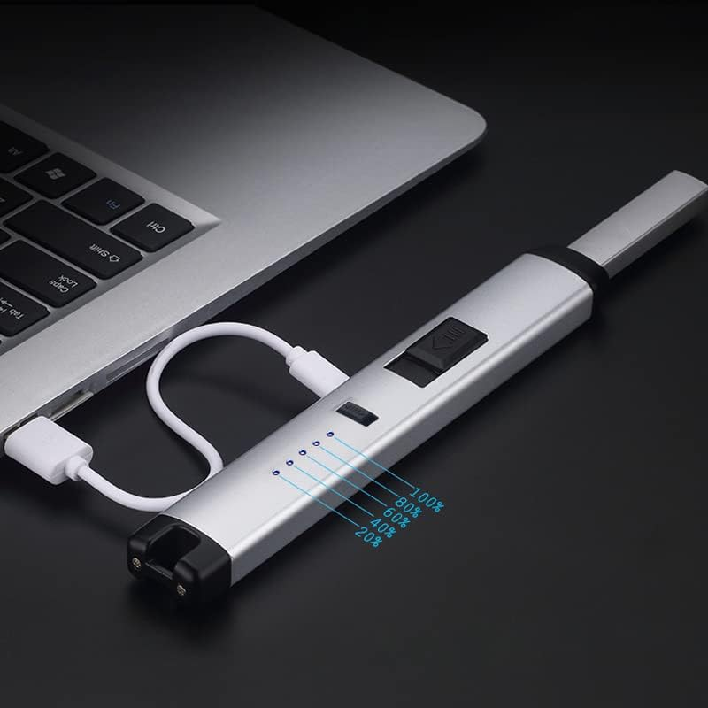 AIMALL USB Rechargeable Electric Arc Candle Lighter, Windproof Flameless Pulse Lighter with Safety Lock, Long Neck for BBQ Camping Stove Kitchen Fireplace Use