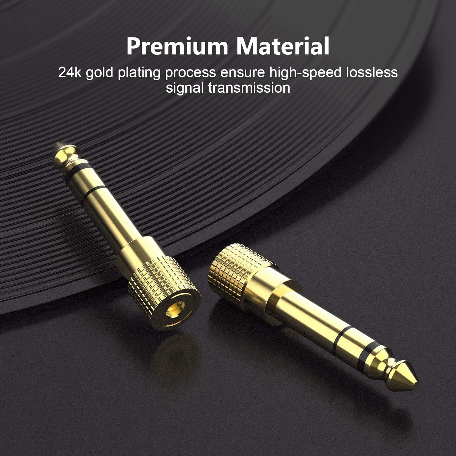 Digitconvert 6.35Mm 1/4 Male to 3.5Mm 1/8 Female Stereo Audio Jack Adapter, Headphone Converter for Guitar, Amp, Headphones, Speakers & More - Gold Plated 4 Pack