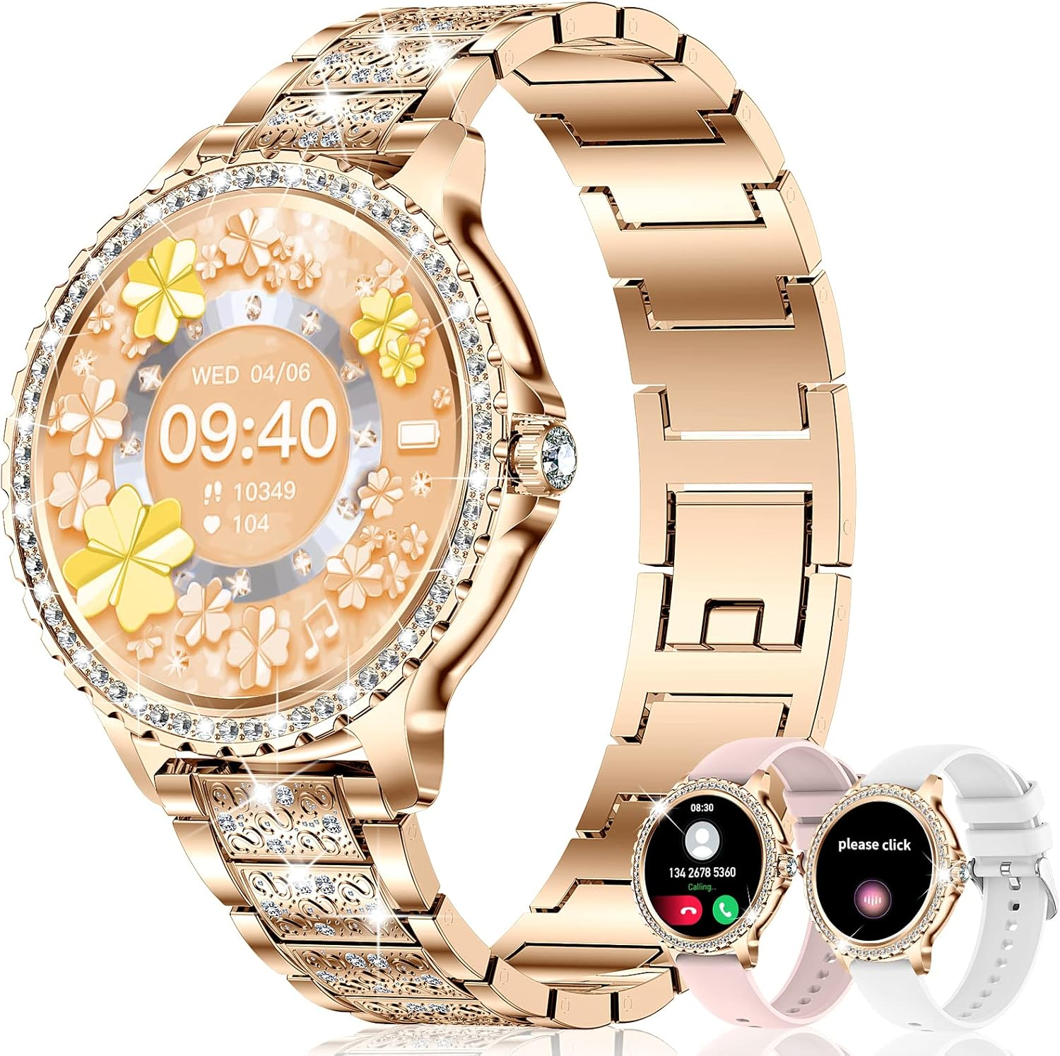 Fitonyo Women'S Smartwatch with Phone Function (Diamond Gold)