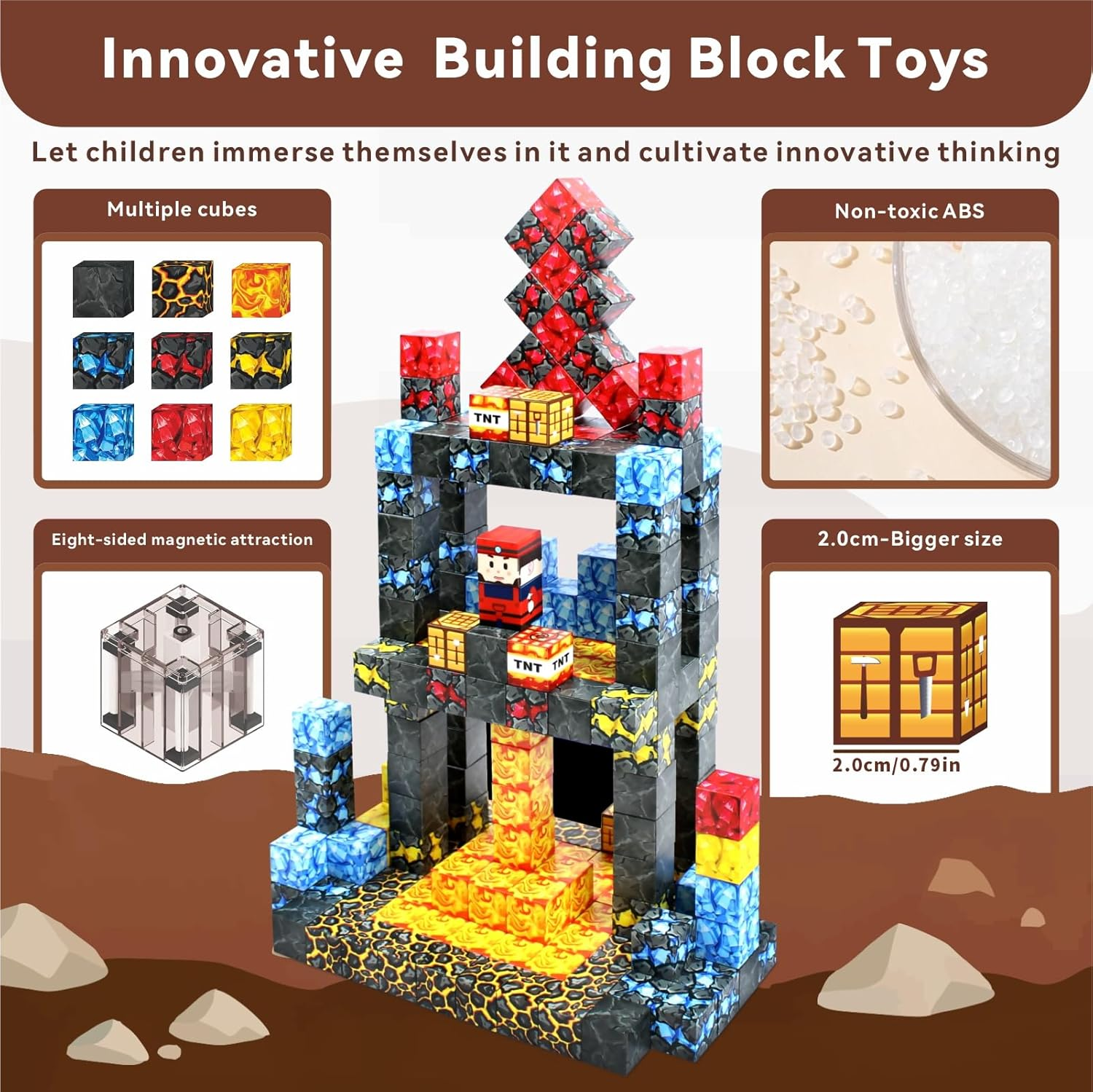 70 PCS Magnetic Building Blocks, Creative STEM Toy for Kids Aged 3+, Boys & Girls Toys, Magnetic Blocks,3D Print Puzzle image number 4