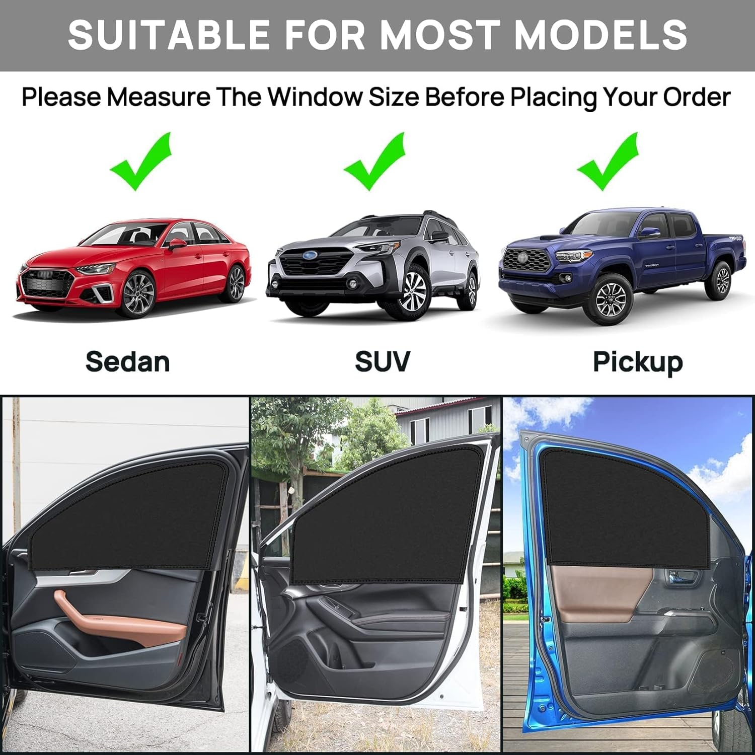 Psler Universal Side Window Sun Shade Magnetic Privacy Blinds Car Blackout Curtain 4PCS for Camping Sleeping Baby Kids image number 1