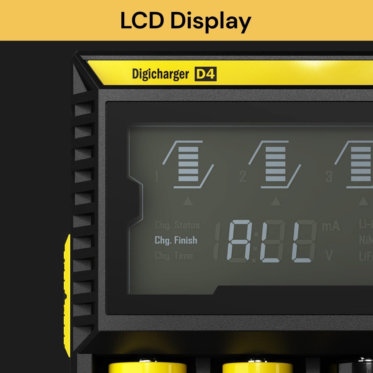 EZONEDEAL D4 Intelligent Digital LCD 4-Slot Universal Smart Battery Charger-Black image number 5