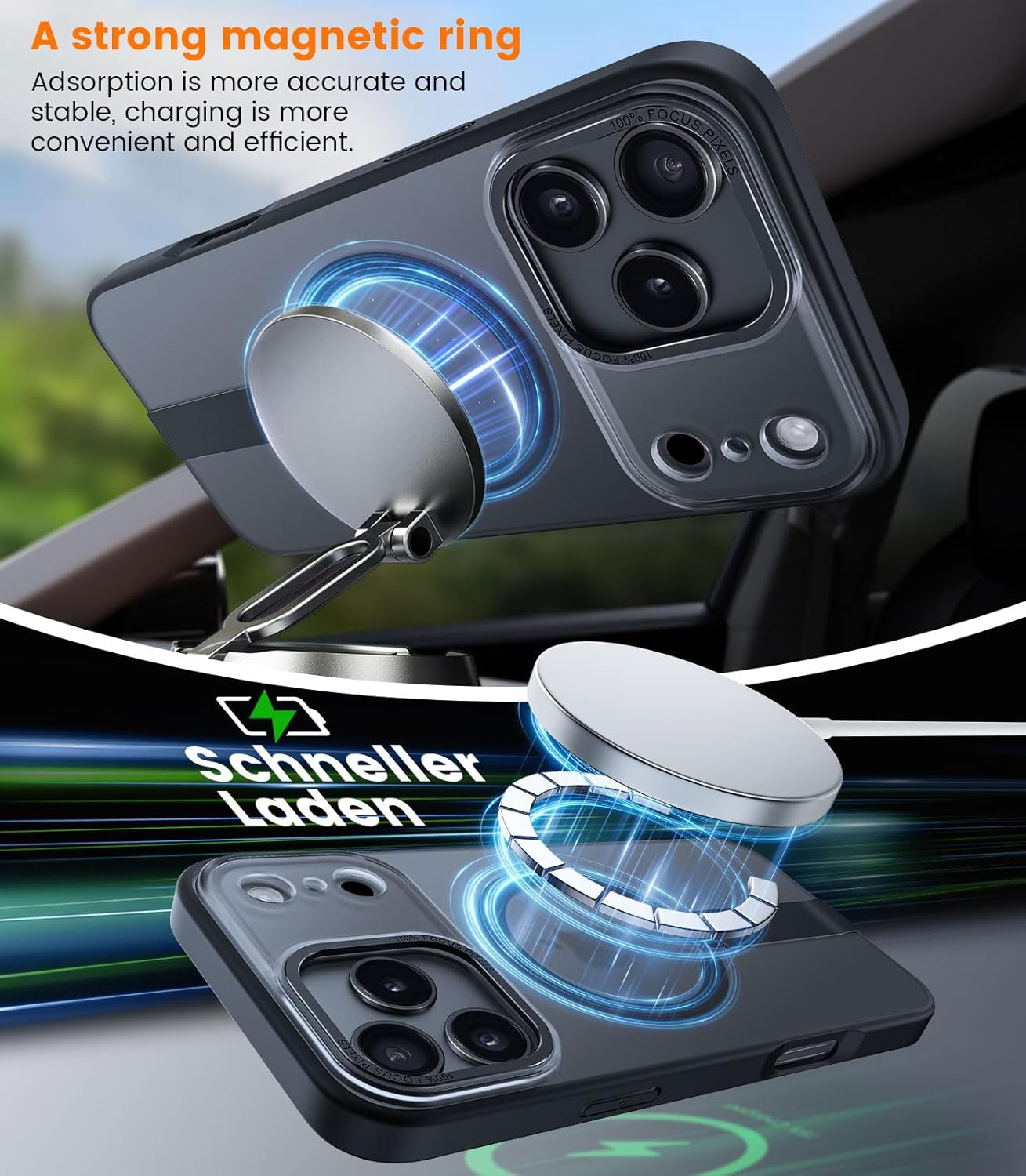 DEVASO Case for Iphone 17 Pro with Stand, Compatible Magsafe Integrated Invisible Stand, Mobile Phone Case, Scratch-Resistant, Shockproof, Anti-Fingerprint, Matte Case, Protective Case, Black image number 7