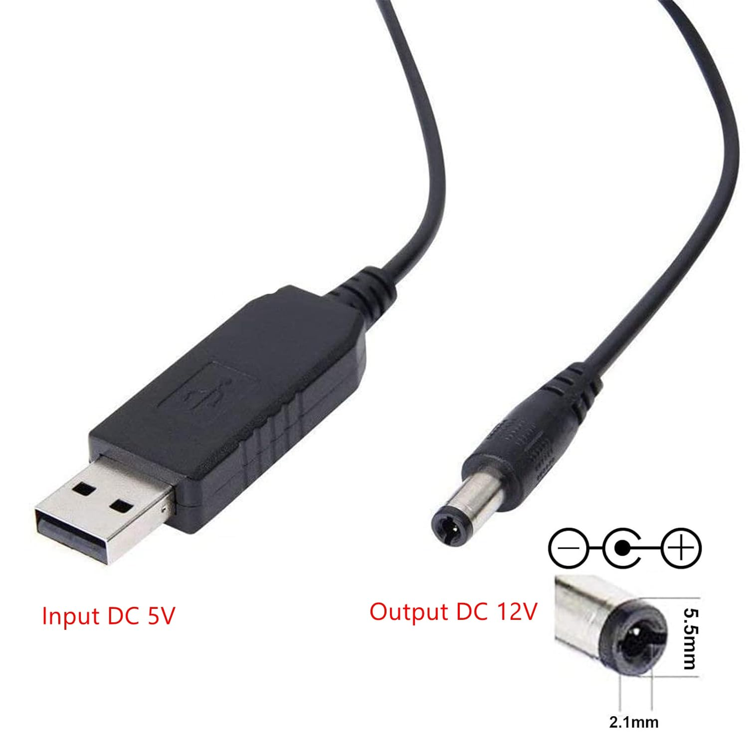 DIGISHUO 3Pcs USB to 12V Adapter, 5V to 12V Step up Cable Cord with DC Jack 5.5 X 2.1Mm for Fan, Table Lamp, Piano Keyboard, Bluetooth Audio, Wireless Router, Speakers, Max Current 800Mah image number 1