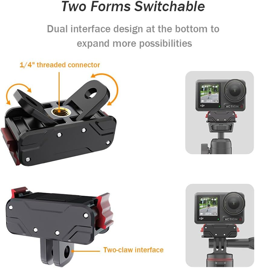 Magnetic Quick-Release Mount Compatible with DJI Osmo Action 6 / Nano,Quick Release Adapter with 1/4 Screw Hole Connection Adapter Extension Base Accessories image number 1