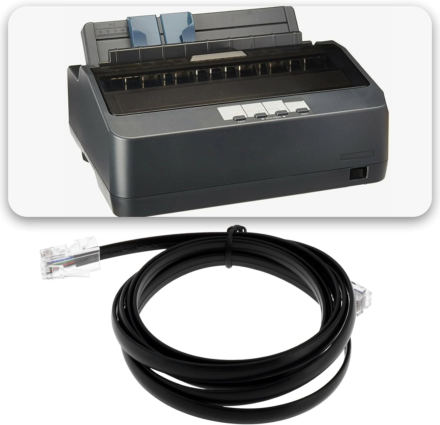 Emsea RJ12 Male to RJ45 Male Printer Interface Cable 1.5M Printer Data Cable Compatible with Epson Star Printers with Multipro Interface image number 3