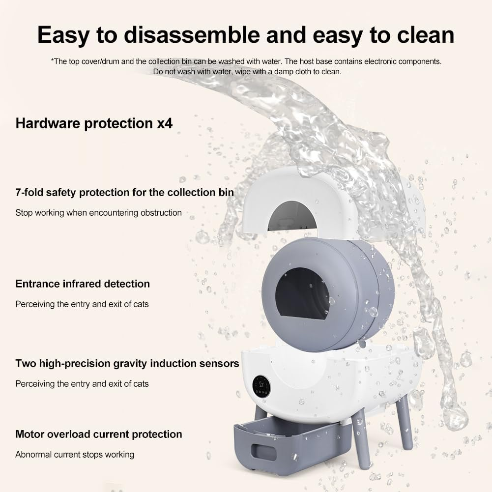 Self Cleaning Cat Litter Box,Automatic Cat Litter Boxes Extra Large Cat Litter Tray with 76L+13L Capacity App Control/Health Monitor Cat Litter Furniture for Multiple Cats image number 4