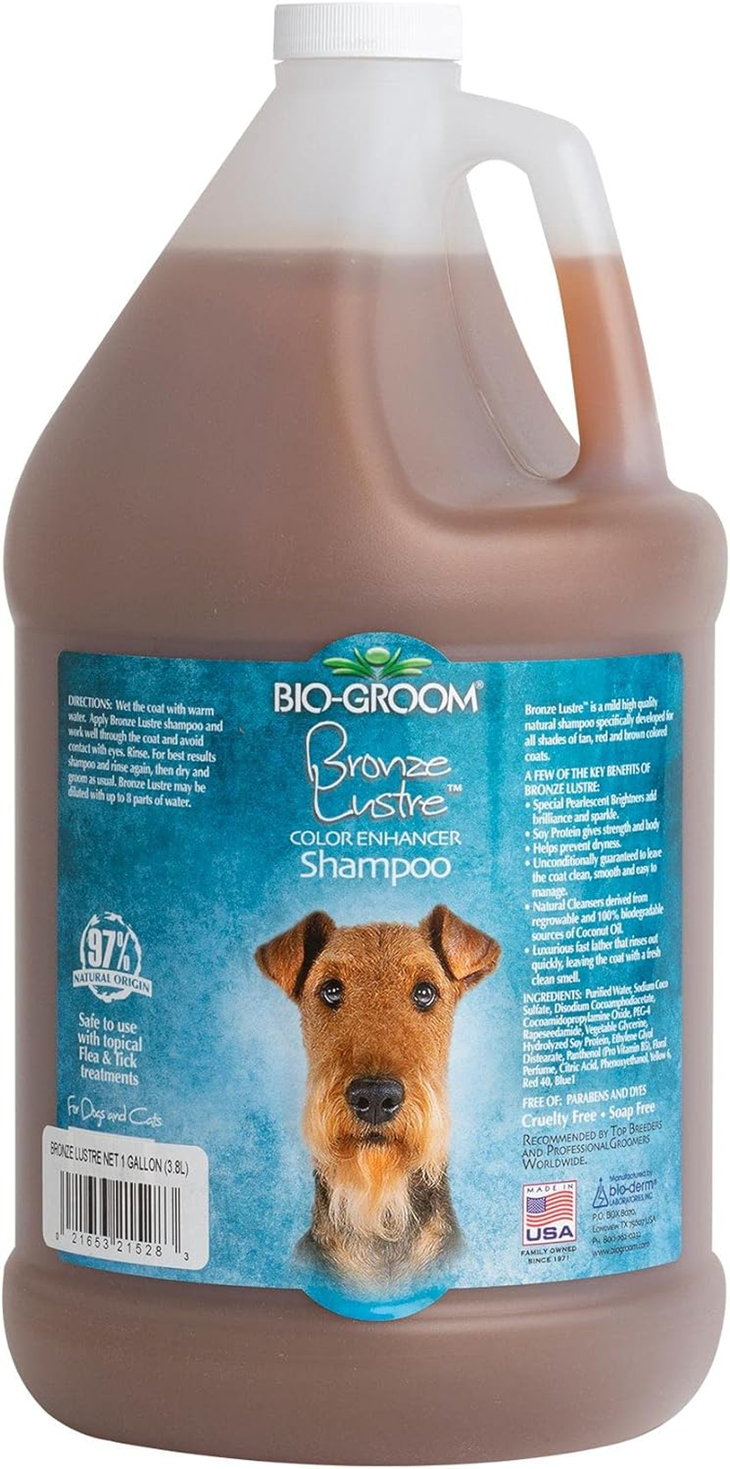 Bio-Groom Bronze Lustre Enhancer Pet Shampoo, 1-Gallon image number 1